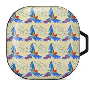 Macaw papegaaienpatroon oordopjes hoesje compatibel met Samsung hard shell beschermhoes zwart-stijl