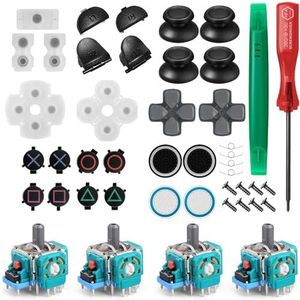 Controller Thumbsticks Vervanging Pads Volledige Set Compatibel met PS4 Inclusief L1 R1 L2 R2 Triggers Veren en Geleidende Rubber Pad Knop Reparatie Vervangende Onderdelen
