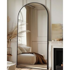 Vida Designs Nishano Ovale Spiegel Volledige Lengte Vrijstaande Houten Cheval Roterende Slaapkamer Hal Dressoir Grijs