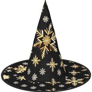 TyEdee Halloween heksenhoed tovenaar spookachtige pet mannen vrouwen, voor Halloween feest decor en carnaval hoeden -gouden kerst sneeuwvlokken