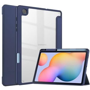 Hoes, Hoesje compatibel met Samsung Galaxy Tab S6 Lite 2024 SM-P620/P625/P627/Tab S6 Lite 10,4 inch 2022/2020 hoes met helder transparante achterkant en TPU schokbestendige framehoes, ingebouwde potlo