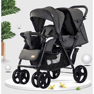 Opvouwbare dubbele kinderwagen Kan zitten en liggen Tandem-kinderwagens Onafhankelijke luifelwagen Kinderwagen Aluminium dubbele kinderwagen