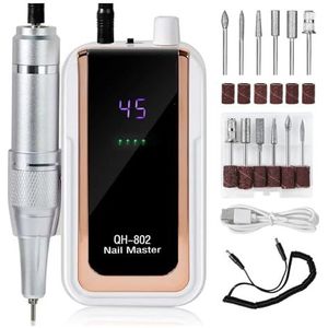 45000 RPM oplaadbare elektrische nagelboormachine met USB-connector Nagellakverwijderaar Boorset Manicureschuurmachine Geluidsarm(802 white)