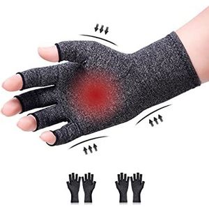 Donfri 2 paar artritis-handschoenen, artrose-handschoenen, compressie handschoenen, vingerloze handschoenen voor pijnverlichting, gaming, typen en warmte voor mannen en vrouwen, maat M, grijs