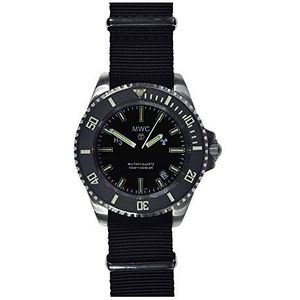 MWC Diver kwarts Swiss Staal Triz GTLS saffier, datum, stof, NATO keramiek, militair horloge heren