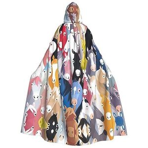 EdWal Kleurrijke Cartoon Paarden Print Hooded Robe, Unisex Volwassenen Hooded Mantel, Carnaval Cape voor Halloween Cosplay Kostuums