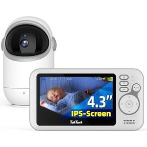 TakTark Babyfooncamera, 4,3 inch videobabyfoons, camera met 300 graden pan-tilt zoom, babycamera, temperatuurbewaking, VOX, nachtzicht, tweerichtingscommunicatie
