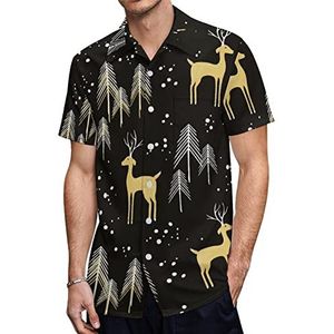 Winter Pine Forest Herten Heren Hawaiiaanse Shirts Korte Mouw Casual Shirt Button Down Vakantie Strand Shirts 4XL