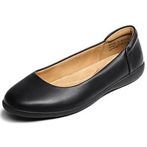 DREAM PAIRS Comfortabele ballerina's voor dames, met ronde neus, instappers, kantoorschoenen, Zwart, 38 EU