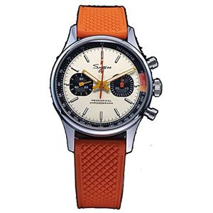 Sugess 1963 Pilot Chronograaf Mechanische Mannen Horloges Seagull ST19 Swanneck Beweging Handleiding Winding Horloge, Kleur 4, Chronograaf, Mechanisch
