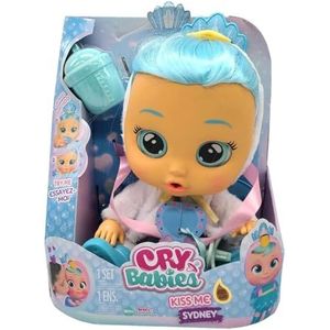 Cry Babies 82786 KISS ME Sydney witte pauw - interactieve pop die echte tranen en roodheid wijnt, met haar en kleding - functioneel speelgoed voor kinderen vanaf 2 jaar