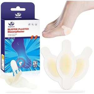 AnjoCare Blarenpleister voor Voeten, 12 stuks Onzichtbare Hydrocolloïde Gel Blarenpleisters, Waterdichte Blarenpleisters voor Tenen, Voorkomen en genezen van hielblaren