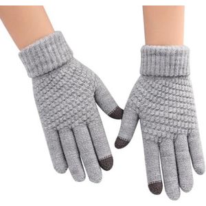 yeeplant Zachte verdikte pluche gebreide handschoenen voor vrouwen, decoratieve wollen handschoenen, wasbare winterwarmte, Grijs, 4