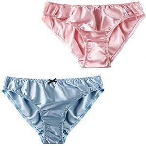 Moerbeizijden slipje voor dames, zijden sexy bikini, zijden slip, satijnen lingerie, elastische riem, strandshorts, set van 2, F, L