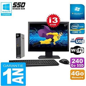 Lenovo Ultra Mini PC M73 USFF Tiny Core I3-4130 4 GB 240 GB SSD WiFi W7 scherm 17 inch (gereviseerd)