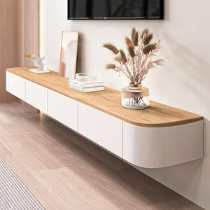 Aan De Muur Gemonteerde Tv-opbergkast Met Deur Grote Opberg-tv-bank Voor Woonkamer En Kantoor Modern Zwevend Tv-meubel Met Lade Strak Tv-meubel Voor Appartementen(Natural,180cm)