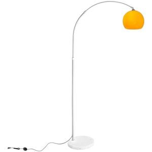 CCLIFE LED E27 booglamp hoogte verstelbaar marmeren voet wit oranje vloerlamp vloerlamp booglamp boogstandaard lamp, Color:Orange