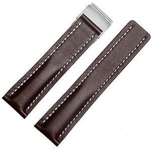 LUGEMA 20mm 22mm 24mmCalfskin Lederen Horlogebanden Compatibel Met Breitling Horlogebandje Lederen Armband Zwart Bruin Blauwe Riem Horlogeband (Color : Coffee, Size : 24mmNO Buckle)