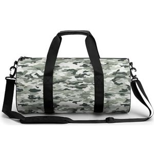 Sporttas, witte sporttas, camouflageprint, cilindrische fitnesstas, duffle reistas voor dames en heren, stijl, 45 cm/22,9 cm, modern, Stijl, 17.7in/9in/9in, Modern design