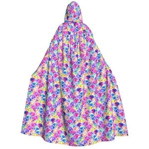 WURTON Mooie Regenboog Kleuren Zeemeermin Volledige Lengte Carnaval Cape Met Hood, Unisex Cosplay Kostuums Mantel Voor Volwassenen 190cm