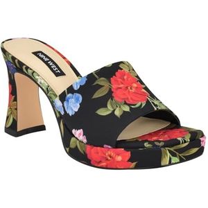 NINE WEST Dames Beez sandaal met hak, Zwart Bloemen 004, 39.5 EU