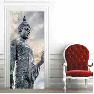 Deurstickers Boeddha PVC Zelfklevende Deursticker Yogakamer Meditatie Muurschildering Behang Waterdichte Woonkamer Slaapkamer (Kleur : K, Grootte : 85x215cm)