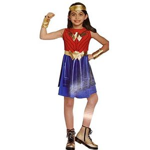 DC Meisjes Rood & Blauw Wonder Woman Geplooide Halloween Kostuum Jurk M 8-10