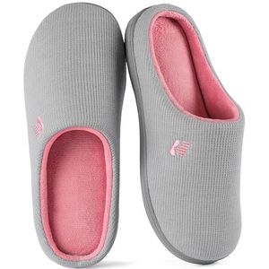 RockDove Originele tweekleurige pantoffels van traagschuim voor dames, Grijs en Roze, 7/8 UK