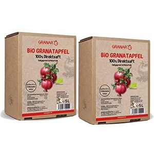 2 x 5 liter biologische granaatappel direct sap, 100% granaatappelsap, biologisch, koudgeperst