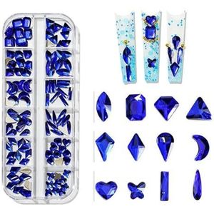 Water diamanten, nagels, nagels, juwelen Hotfix strass steentjes AB flatback kristal veelkleurig meerdere maten 12 raster doos nail art(28)