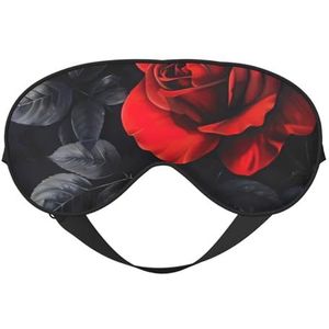 Rode roos en zwarte bladeren print stijlvol oogmasker lichtgewicht reizen yoga dutje meditatie camping werk ontspanning