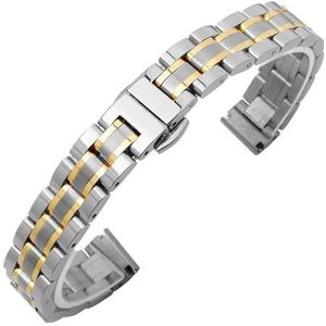 Jeniko Solide Roestvrijstalen Horlogeband Compatibel Met Armani Dames Kleine Horlogeband Compatibel Met Mesh Riem 6 Mm 8 Mm 10 Mm (Color : GD-05-Steel Gold, Size : 14mm)