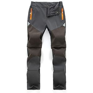 Daysskk 2-in-1 afritsbroek voor kinderen, jongens, meisjes, outdoorbroek, zomer, sneldrogend, wandelbroek, waterdicht, grijs, 152-160