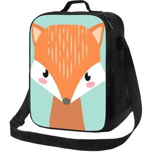EgoMed Lunchtas, duurzame geïsoleerde lunchbox herbruikbare draagtas koeltas voor werk schoolkinderachtig cartoon vos dier