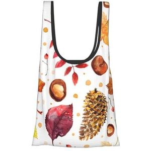 Boodschappentassen, herbruikbare boodschappentassen Opvouwbare draagtassen, grote wasbare draagtas,Botanisch blad in de herfst, zoals afgebeeld, Eén maat