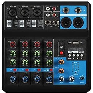 Audio DJ-mixer 5-Kanaals Draagbare Professionele DJ Mixer Ingebouwde 48v Fantoomvoeding USB Bluetooth Sound Mixing Console for Stage Live uitzending Podcast-apparatuur