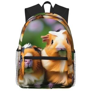 Edwal Teckel Weiner Pet Dog Print Outdoor Womens Werk Laptop Rugzak Tas, Leuke Mode Rugzak Voor Dagelijks Reizen Werk, Schattige cavia's, Eén maat