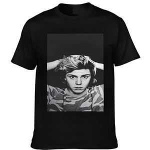 Evan Actor Peters T-shirt met sterrenmotief print ronde hals tops korte mouwen T-shirt voor mannen en vrouwen, 8 maten, Zwart, 3XL