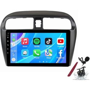 Android 14 Autoradio Sat Navi voor M-itsubishi Attrage (2012-2018) 9 Inch Touchscreen Multimedia Speler met Draadloze Carplay GPS Navigatie FM RDS Bluetooth 5G-WiFi SWC DSP,M120s