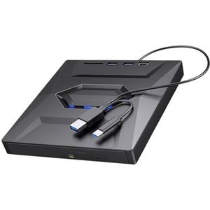 USB3.0 Externe CD/DVD-drive Met USB/Type-C-poorten SD/TF 5-in-1 Drivebranderrecorder Gebruiksvriendelijk