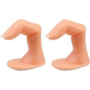 2 Stuks Nail Art Practice Fingers Valse Nail Polish Training Tool met Nail Tip