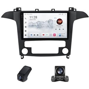 Draadloze Carplay Android 14 Autoradio 2Din geldt voor Ford S-MAX S MAX 1 2006-2015 9Inch Autoradio met GPS-navigatie/RDS-radio/DSP Achteruitkijkcamera+Stuurwielbediening(C30Plus)