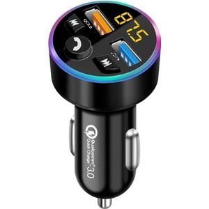 FM-zender, FM-zender auto, Bluetooth 5.0 autoradio, audio-adapter, MP3-speler met QC3.0 + 2,4 A dubbele USB-oplaadaansluiting, ondersteuning voor handsfree, U-disc, spanningsdetectie, omgevingslicht