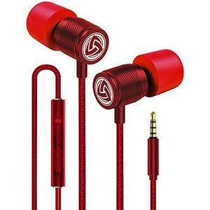 Ludos ULTRA bedrade oordopjes in-ear hoofdtelefoon, 5 jaar garantie, oortelefoons met microfoon en volumeregeling, geheugenschuim, versterkte kabel, geluidsisolerend, bas-compatibel met iPhone, iPad,