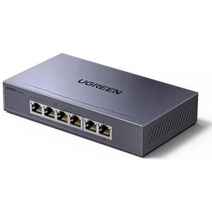 UGREEN PoE-switch 6-poorts Gigabit LAN-switch met 4 PoE+2 Gigabit-poorten, 60W, VLAN, IEEE 802.3af/at, plug-and-play, warmteafvoer, robuuste metalen behuizing