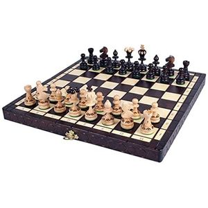 Schaakspel Bordspellen Handgemaakte schaakset - houten beuken en birch-bord met vilt-basiscompartiment in het bord om elk stuk op te slaan Games voor Volwassenen