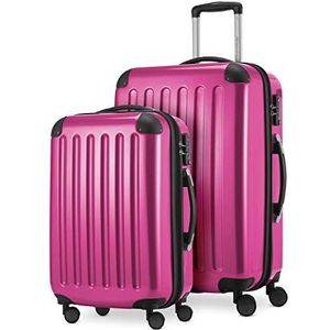 HAUPTSTADTKOFFER - Alex - 2-delige kofferset harde schaal glanzend, middelgrote koffer 65 cm + handbagage 55 cm, 74 + 42 liter, TSA, magenta, 65 cm, Kofferset