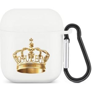 Gouden Koningin Kroon Leuke Case Voor AirPods 2&1 Schokbestendige Beschermende Hoofdtelefoon Gevallen Cover Met Sleutelhanger Voor Mannen Vrouwen