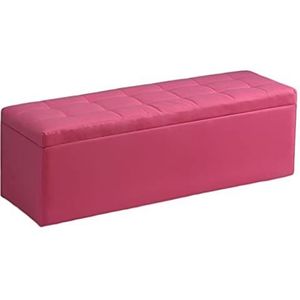Opvouwbare Zitbank Voetensteun, Opbergdoos Opvouwbare opbergbank Kubus Houdt 881 lbs Kunstleren Lange Kist(Red Rose,40X40X40cm)