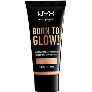 NYX Professional Makeup Born to Glow Radiant Foundation, schitterende afwerking, opbouwbare gemiddelde dekking, veganistische formule, kleur: vanille